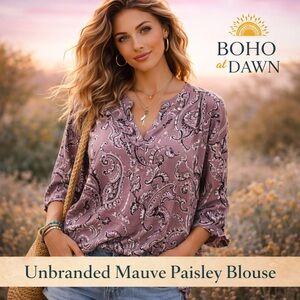 Mauve Paisley Blouse | Soft Drape | Size Small